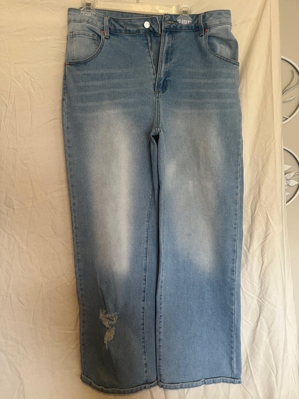 Flamingals Light Blue High-Rise Wide Leg Jeans - Women's